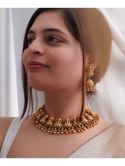 Prestones - Yashoda Divine Temple Gold Necklace with Earrings