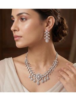 Prestones - Zircon Vine White Necklace with Earrings