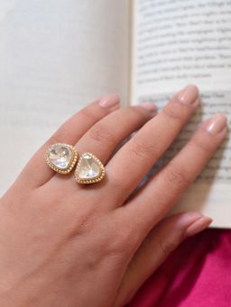 Prestones - Noor Twin Polki Open White Ring