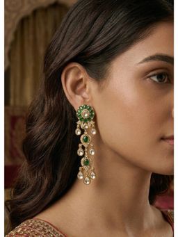 Prestones - Meher Emerald Cascade Chandelier Green Earrings