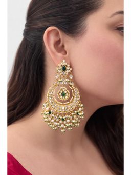 Prestones - Tara Emerald Chandbaali Green Earrings