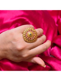 Prestones - Ruby Temple Medallion Green Ring