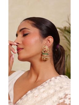 Prestones - Panna Veda Temple Jhumkas Multicolor Earrings