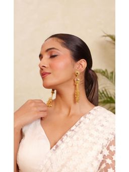 Prestones - Heera Jaal Tassel Green Earrings