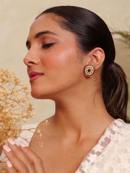 Prestones - Panna Noor Temple Studs Green Earrings