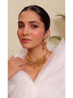 Prestones - Deccan Rani Layered Multicolor Necklace with Earrings