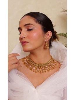 Prestones - Gulnaar Stone Temple Multicolour Choker with Earrings