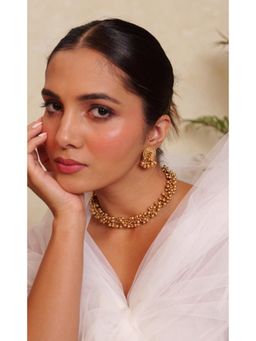 Prestones - Sona Ghungroo Ethnic Gold Necklace with Earrings