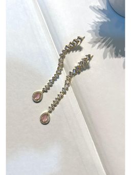 Prestones - Blush Pink Zircon Long Danglers Earrings