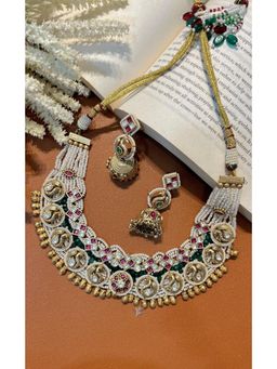 Prestones - Temple with Pearls and Stones Multicolor Necklace with Earrings