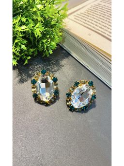 Prestones - Chunky Swarovski Stud White Earrings
