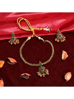 Prestones - Antique Floral Multicolor Necklace with Earrings