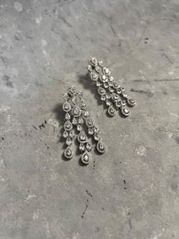 Prestones - Zircon Cascading Chandelier White Earrings