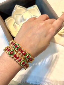 Prestones - Zircon Studded Temple Red Bangles