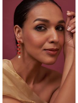 Prestones - All Hearts Swarovski Crystal Danglers Red Earrings