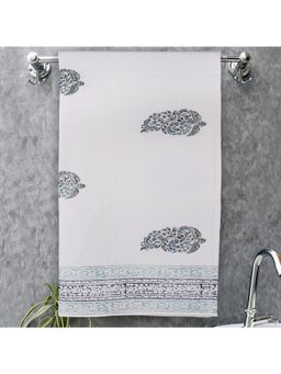 Texstylers - 300 Gsm Pure Cotton Waffle Weave Bath Towel - White, Grey & Blue (Pack of 2)