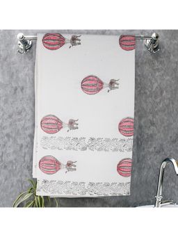 Texstylers - 300 Gsm Pure Cotton Waffle Weave Bath Towel - White & Red