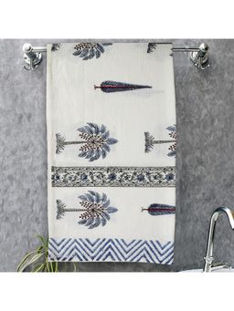 Texstylers - 300 Gsm Pure Cotton Waffle Weave Bath Towel - White, Blue & Purple