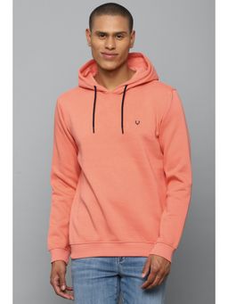 Allen Solly - Men Peach Hooded Neck Full Sleeves Casual Sweatshirt