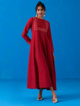 Okhai - Agasthi Bead and Mirror Work Ikkat Dress