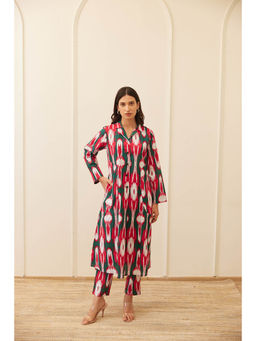 MAAND - Women Pink Pure Cotton Collar Neck Kurta with Pant