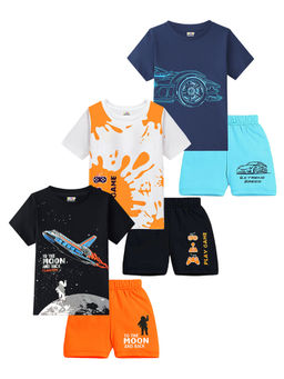 Kuchipoo - Boys Regular Fit Cotton Multi-Color T-shirts and Shorts (Pack of 3)