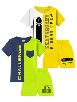 Kuchipoo - Boys Regular Fit Cotton Multi-Color T-shirts and Shorts (Pack of 2)