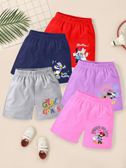 Kuchipoo - Disney Girls Regular Fit Cotton Shorts (Pack of 5)