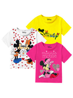 Kuchipoo - Disney Girls Regular Fit Half Sleeves Cotton T-shirts (Pack of 3)