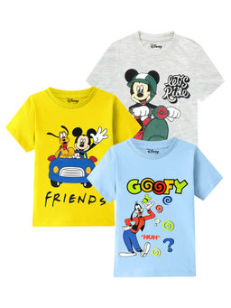 Kuchipoo - Disney Boys Regular Fit Half Sleeves Cotton T-shirts (Pack of 3)