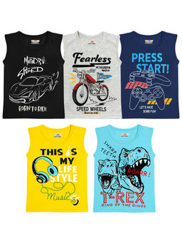 Kuchipoo - Boys Regular Fit Sleeveless Cotton T-shirts (Pack of 5)