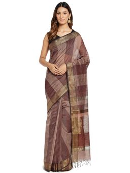Fabindia - Brown Maheshwari Cotton Silk Sari