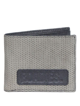 Justanned - Perforated Mens Grey Bifold Leather Wallet