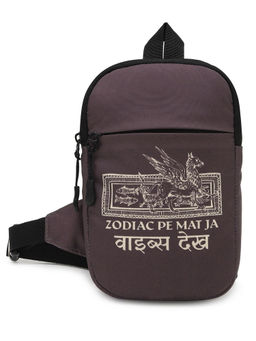 Bewakoof - Unisex Brown Zodiac Pe Mat Ja Vibes Dekh Printed Sling Bag