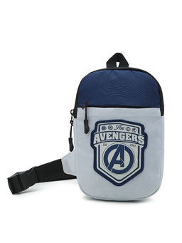 Bewakoof - Official Marvel Unisex Grey & Blue Avengers Printed Sling Bag