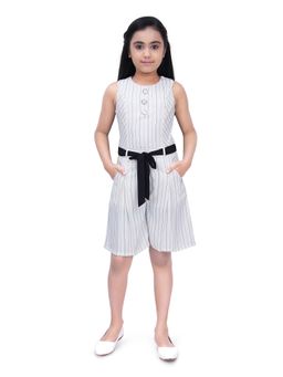 TINY GIRL - Off White Pencil Stripes and Drop Waist Box Pleated Jumpsuit (Set of 2)