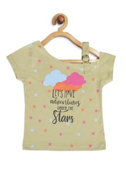 TINY GIRL - Fawn Cap Sleeves Star Printed Top