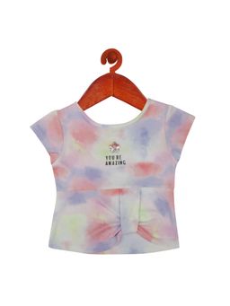 TINY GIRL - Lavender Short Sleeves Tie & Dyed Front Knotted Gradient Top