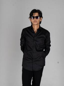 MENOIR - Sleeve Buckle Black Shirt