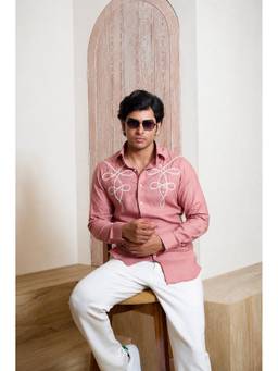 MENOIR - The Court Knot Linen Pink Shirt