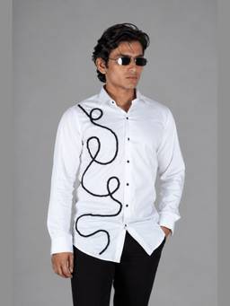 MENOIR - Tangled White Bead Embroidery Shirt