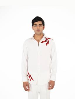 MENOIR - Red Drag Flyy White Shirt