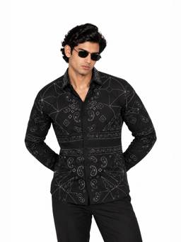 MENOIR - Onyx Textured Black Shirt