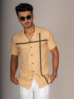 MENOIR - Cross Beige Cuban Shirt