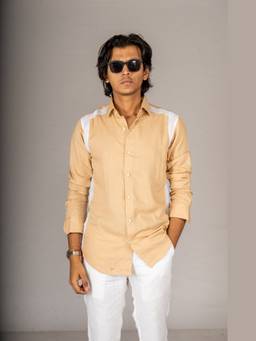 MENOIR - Side Patch Beige Linen Shirt