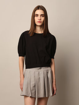 ONLY - Black Textured Tie-Up Top
