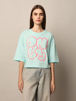 ONLY - Light Bue Logo Text Regular T-Shirt