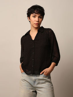 ONLY - Black Textured Dobby Shirt