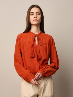 ONLY - Orange Drawstring Detail Top