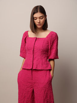ONLY - Dark Pink Puff Sleeves Top